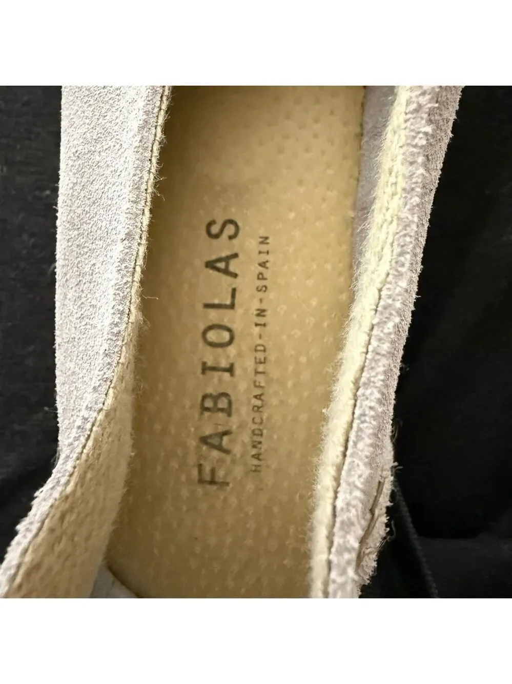 Fabiolas made in Spain gray suede leather espadrille slip on shoes women's sz 8
